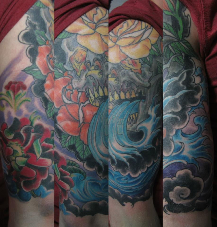 Tattoos - finerwaves skulls roses - 66643